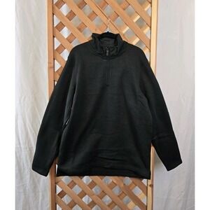 NWT Wrangler Authentics Men's Long Sleeve Fleece Quarter-zip - Caviar - Size M